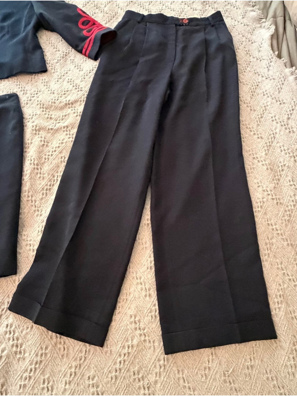 Mondi Navy 3-Piece Pantsuit Set with Red Trim - Picture 3 of 16